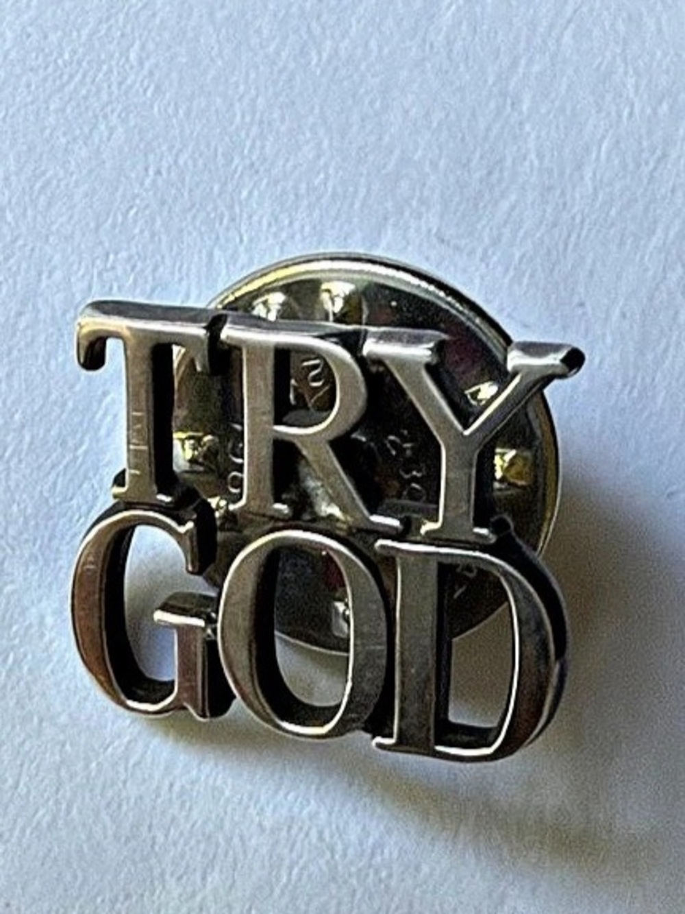 Tiffany & Co. Try God Lapel Pin. Silver Brooch